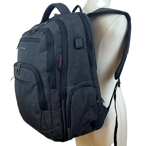Kroser Unisex Charcoal USB Charging Water-Resistant Travel Laptop Backpack - Picture 7 of 15